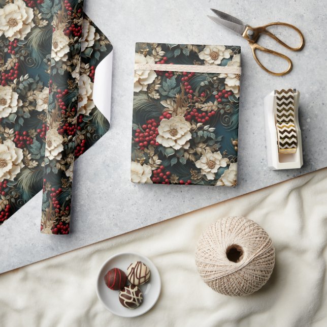 Retro-vintage - traditionella 3D-julblommor Presentpapper (Hantverk)