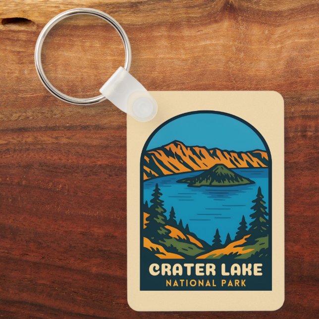 Retro Vintage Travel Crater Lake National Park Nyckelring (Framsida)