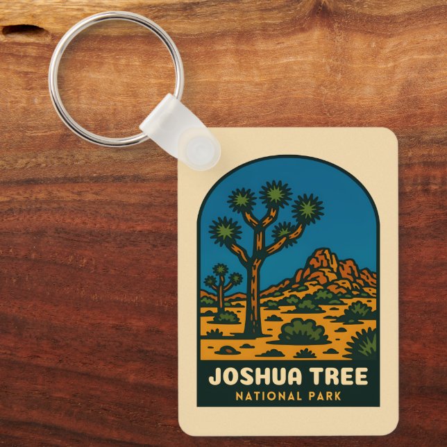 Retro Vintage Travel Joshua Tree National Park Nyckelring (Framsida)