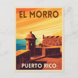 Retro Vintage Travel Puerto Rico San Juan Sunset Vykort