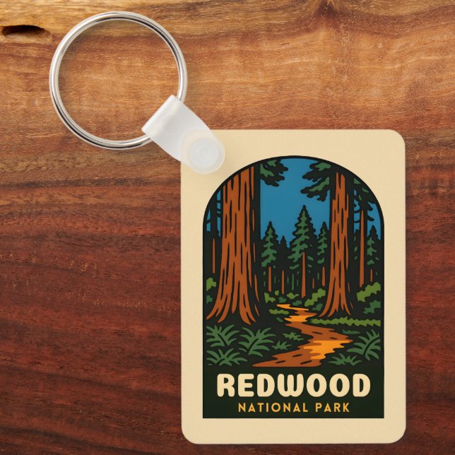 Retro Vintage Travel Redwood National Park Nature Nyckelring (Framsida)