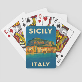 Retro Vintage Travel Sicily Italy Coastal Scenic Casinokort