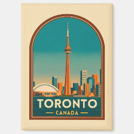 Retro Vintage Travel Toronto Canada Skyline Scenic Magnet