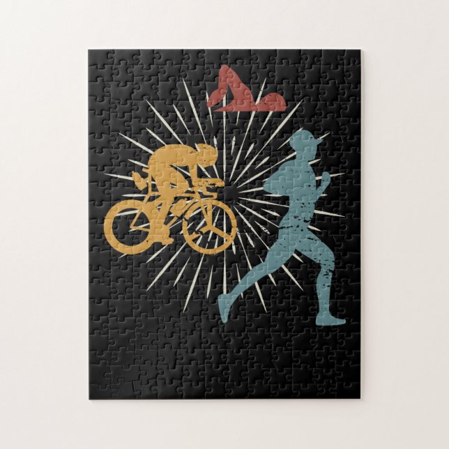 Retro vintage Triathlon Pussel (Vertikal)