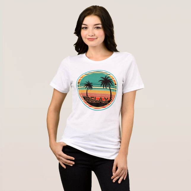 Retro Vintage Tropisk Paradis  T Shirt (Framsida Full)