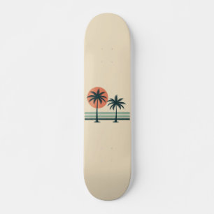Retro/vintage tropiska handflatan träd mini skateboard bräda 18,5 cm