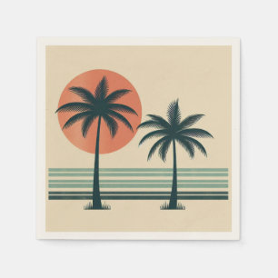 Retro/vintage tropiska handflatan träd pappersservett
