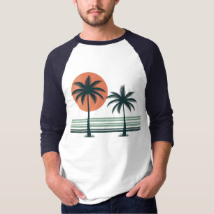 Retro/vintage tropiska handflatan träd t shirt