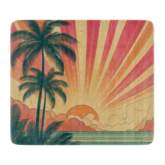 Retro/vintage tropiskt/hawaiiskt solnedfall (Framsidan)