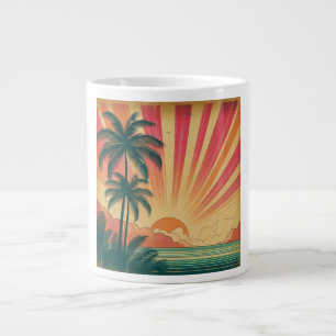 Retro/vintage tropiskt/hawaiiskt solnedfall jumbo mugg
