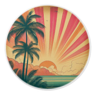Retro/vintage tropiskt/hawaiiskt solnedfall knopp