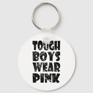 Retro Vintage Tuff Boys Bära Rosa - bröstcancer Nyckelring