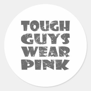 Retro Vintage Tuff Killar Bära Rosa - bröstcancer Runt Klistermärke