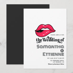 Retro Vintage Typografi Pop Art Bröllop Inbjudningar