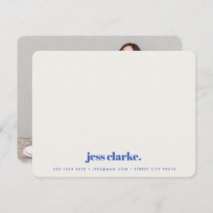 Retro Vintage Typography Royal Blue Snyggt Photo Anteckningskort