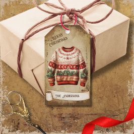 Retro Vintage Ugly Sweater God jul Presentetikett