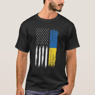 Retro Vintage Ukraina American Flagga Pride Outfit T Shirt