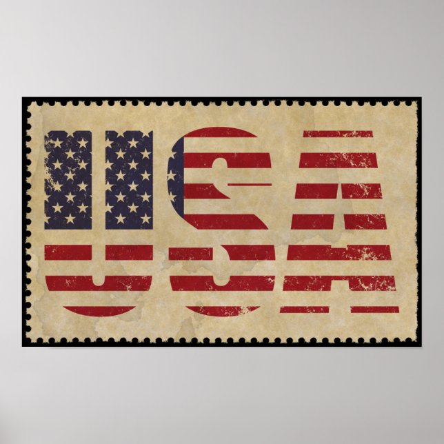 Retro Vintage USA flagga Poster (Framsidan)