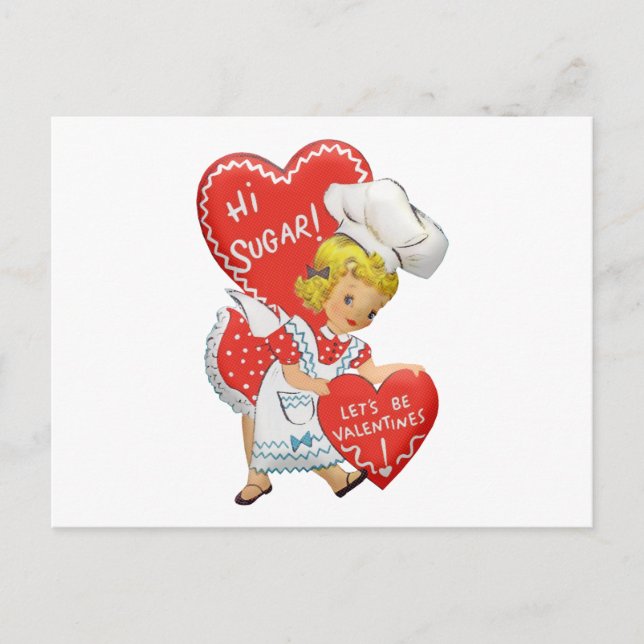 Retro Vintage Valentina Flicka Hej Socker Vykort (Framsida)