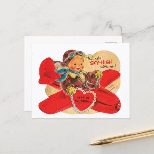 retro vintage Valentine Boy Helg Vykort