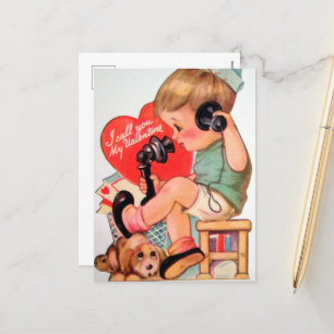 retro vintage Valentine Boy Helg Vykort