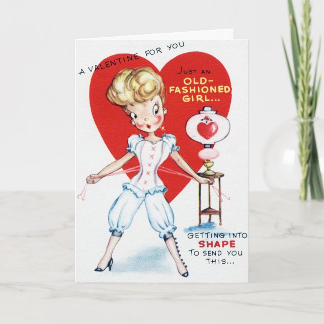 Retro Vintage Valentine-flickkort Helgkort (Framsida)