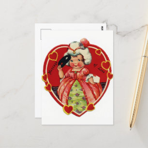 retro vintage Valentine Girl Vykort