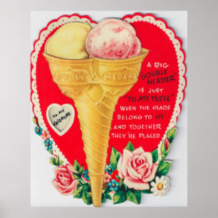 Retro vintage Valentine glass Valentine poster