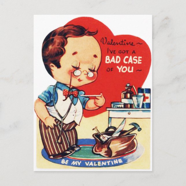 Retro Vintage Valentine Helgdag doktor vykort (Framsida)