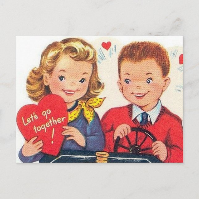 Retro Vintage Valentine Helgdag vycard Helg Vykort (Framsida)