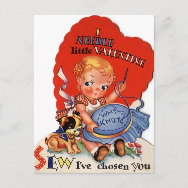 Retro Vintage Valentine-Helgdag vykort (Framsida)