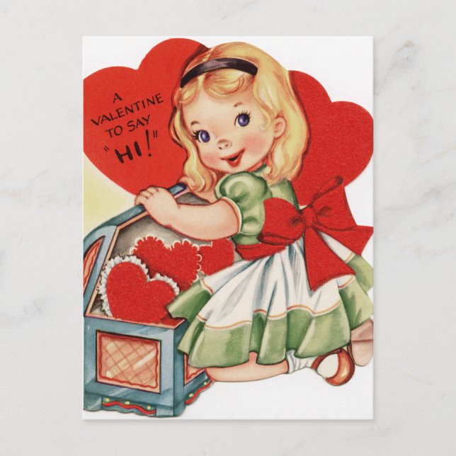 Retro Vintage Valentine-Helgdag vykort (Framsida)
