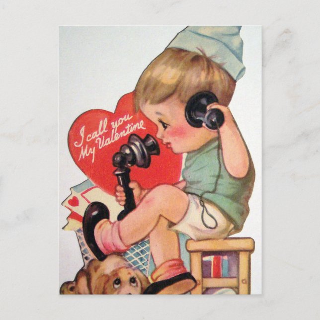 Retro Vintage Valentine-Helgdag vykort (Framsida)