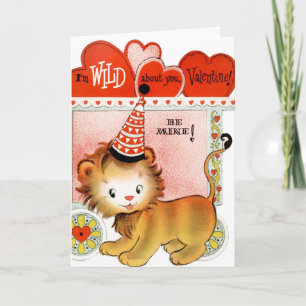 Retro Vintage Valentine lejont tilläggskort Helgkort