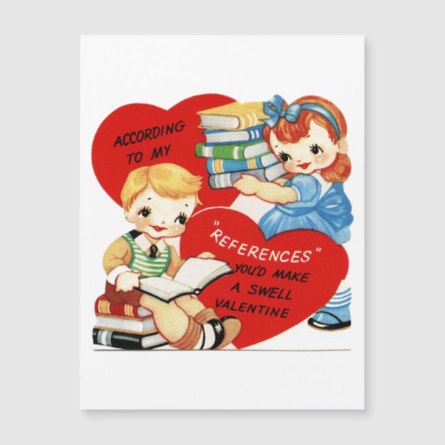 Retro Vintage Valentine Magnetic Card (Framsida)