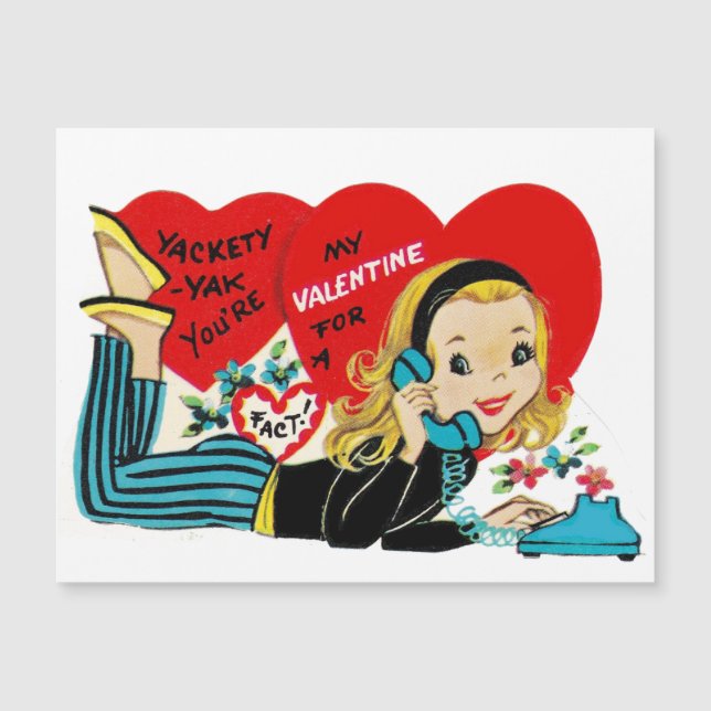 Retro Vintage Valentine Mobil Girl Card (Framsida)