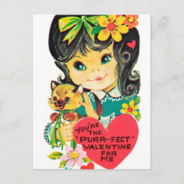 Retro Vintage Valentine-vykort för Helgdag av katt Helg Vykort