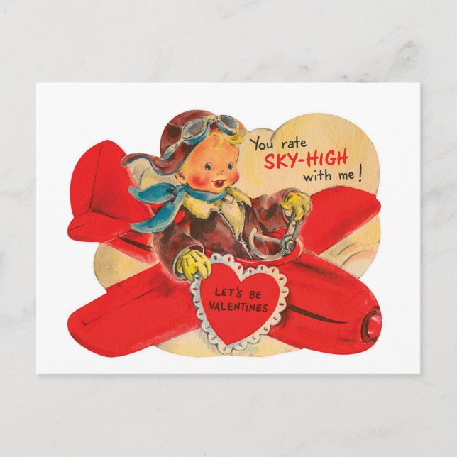 Retro Vintage Valentine-vykort Helg Vykort (Framsida)
