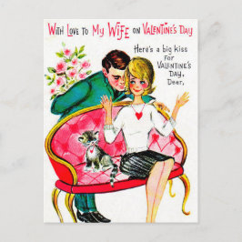 Retro Vintage Valentine Wife-vykort för Helgdag Helg Vykort