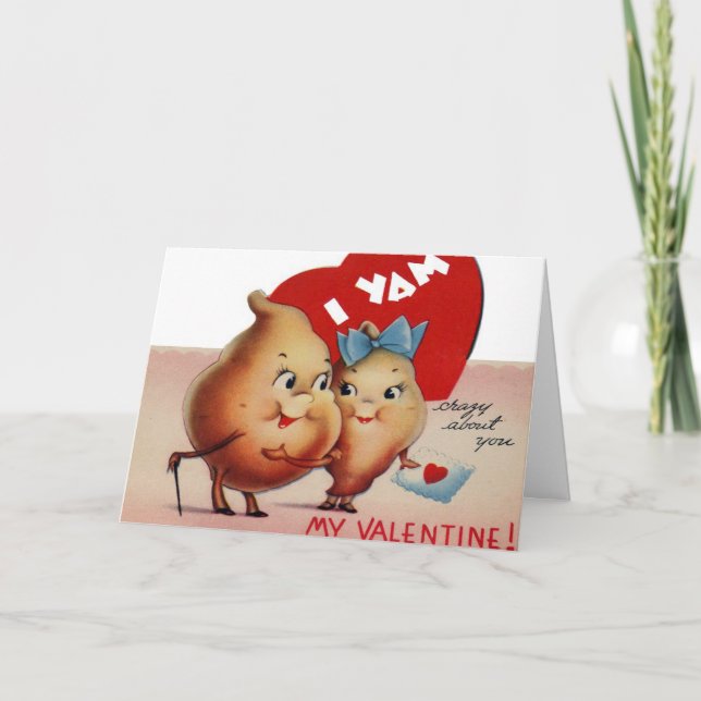 Retro Vintage Valentine Yams Helgdag Card Helgkort (Framsida)