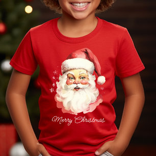 Retro Vintage Vattenfärg Julgubbe Jul T Shirt