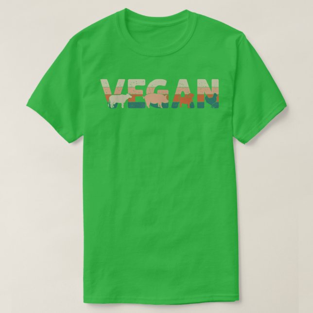 Retro Vintage Vegetarian Vegan T Shirt (Design framsida)