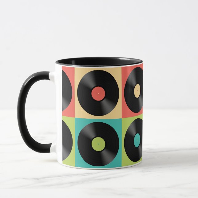 Retro Vintage Vinylpoppsbild Mugg (Vänster)