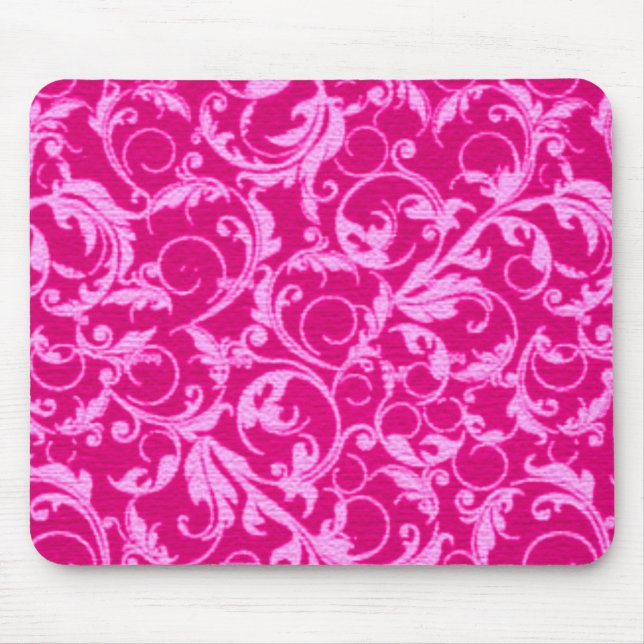 Retro vintage virvlar runt shock rosa Mousepad Musmatta (Framsidan)