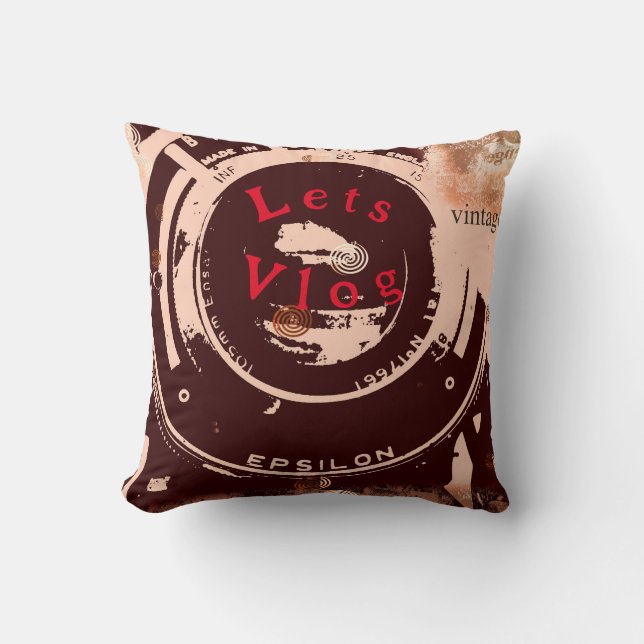 Retro Vintage Vlogger Pillow Kudde (Framsida)
