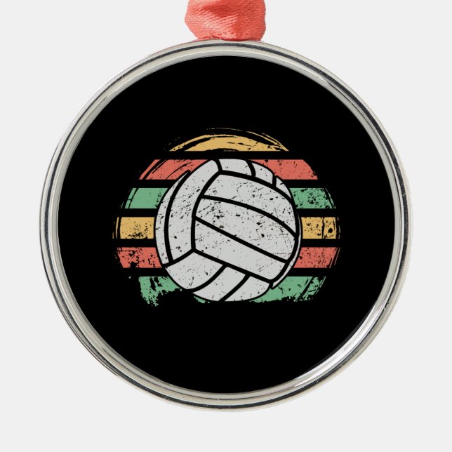 Retro Vintage Volleyboll  Julgransprydnad Metall (Framsidan)