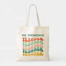 Retro Vintage Wave Text Repetating Teacher Gift