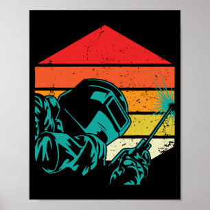 Retro Vintage Welding Helmet Silhouette Welder Gif Poster