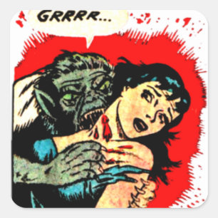 Retro Vintage Werevarg Bita Dam Fyrkantigt Klistermärke