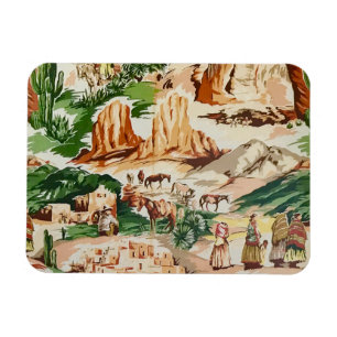Retro Vintage Western Landskapsfoto Magnet